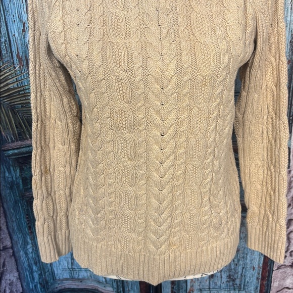 Jeanne Pierre oatmeal cable knit mock turtleneck sweater, size small, GUC - Picture 4 of 8